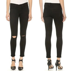 Frame Le Skinny De Jeanne Ribbed Jeans In Dark Wash